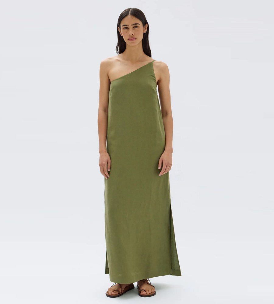 Assembly Label | Farriday Silk Linen Asymmetric Midi Dress | Pandan