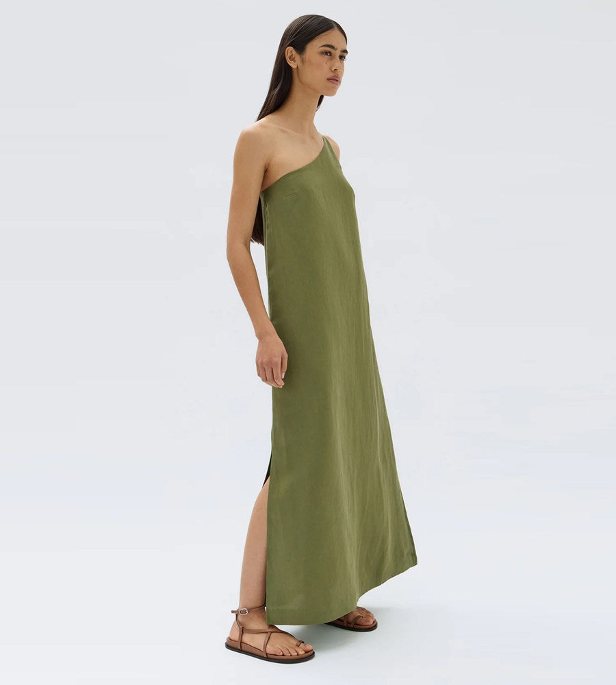 Assembly Label | Farriday Silk Linen Asymmetric Midi Dress | Pandan