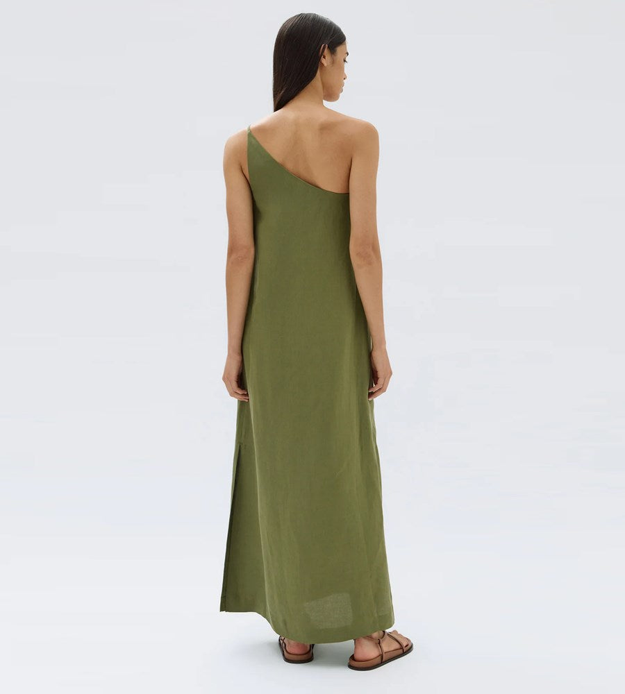 Assembly Label | Farriday Silk Linen Asymmetric Midi Dress | Pandan