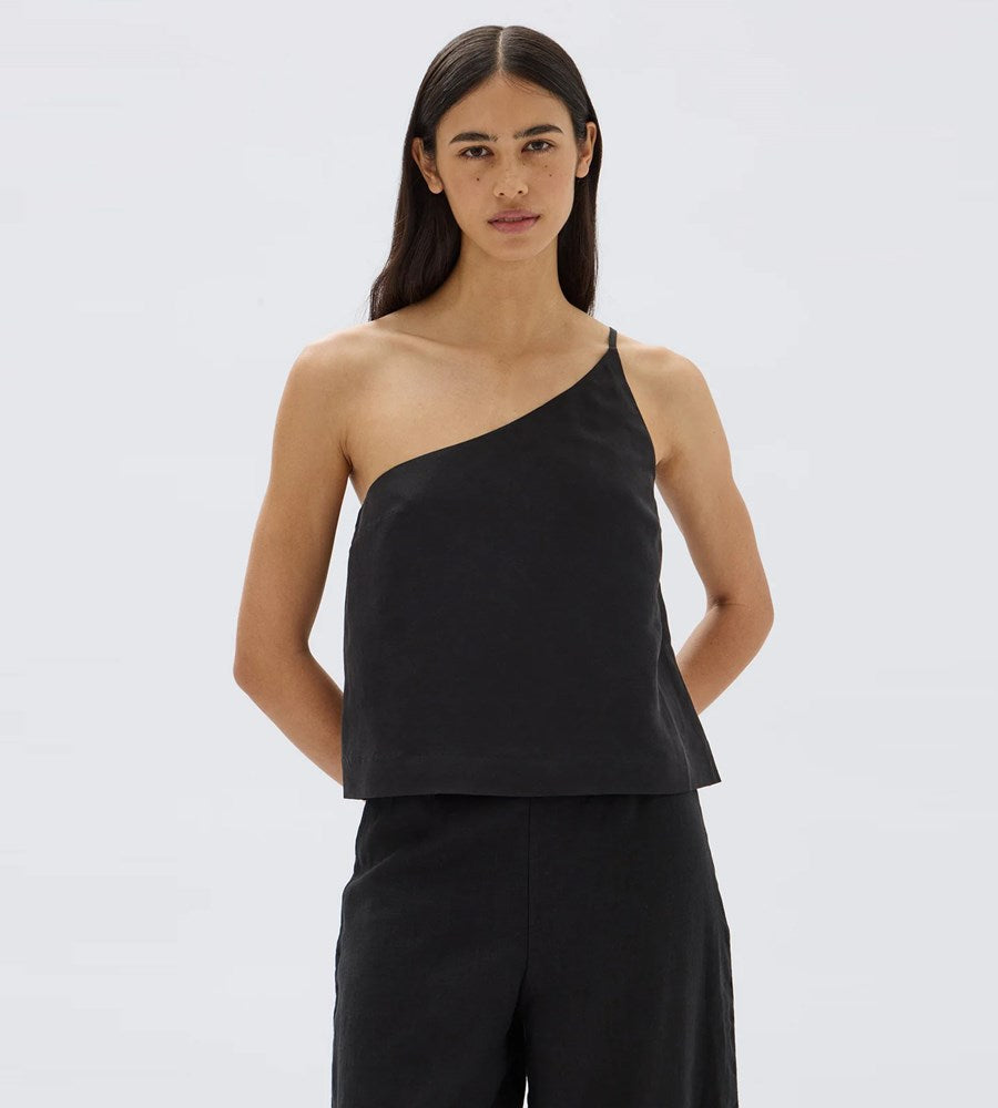 Assembly Label | Farriday Silk Linen Asymmetric Top | Black