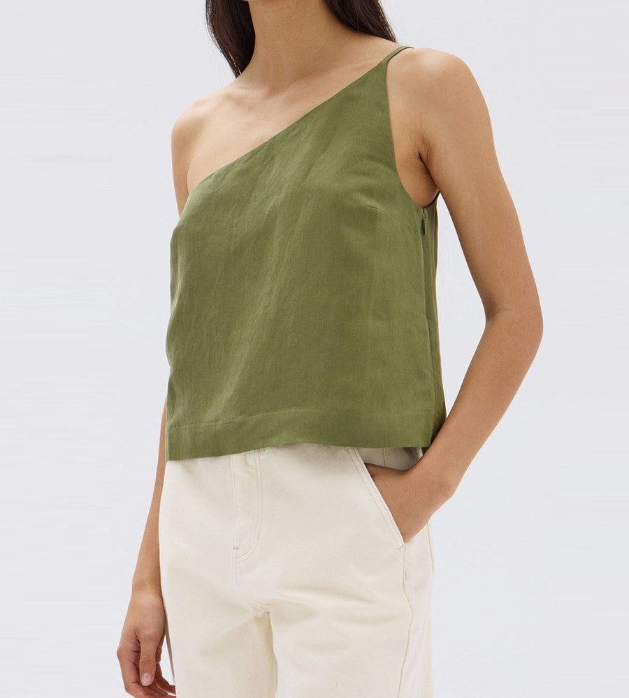 Assembly Label | Farriday Silk Linen Asymmetric Top | Pandan