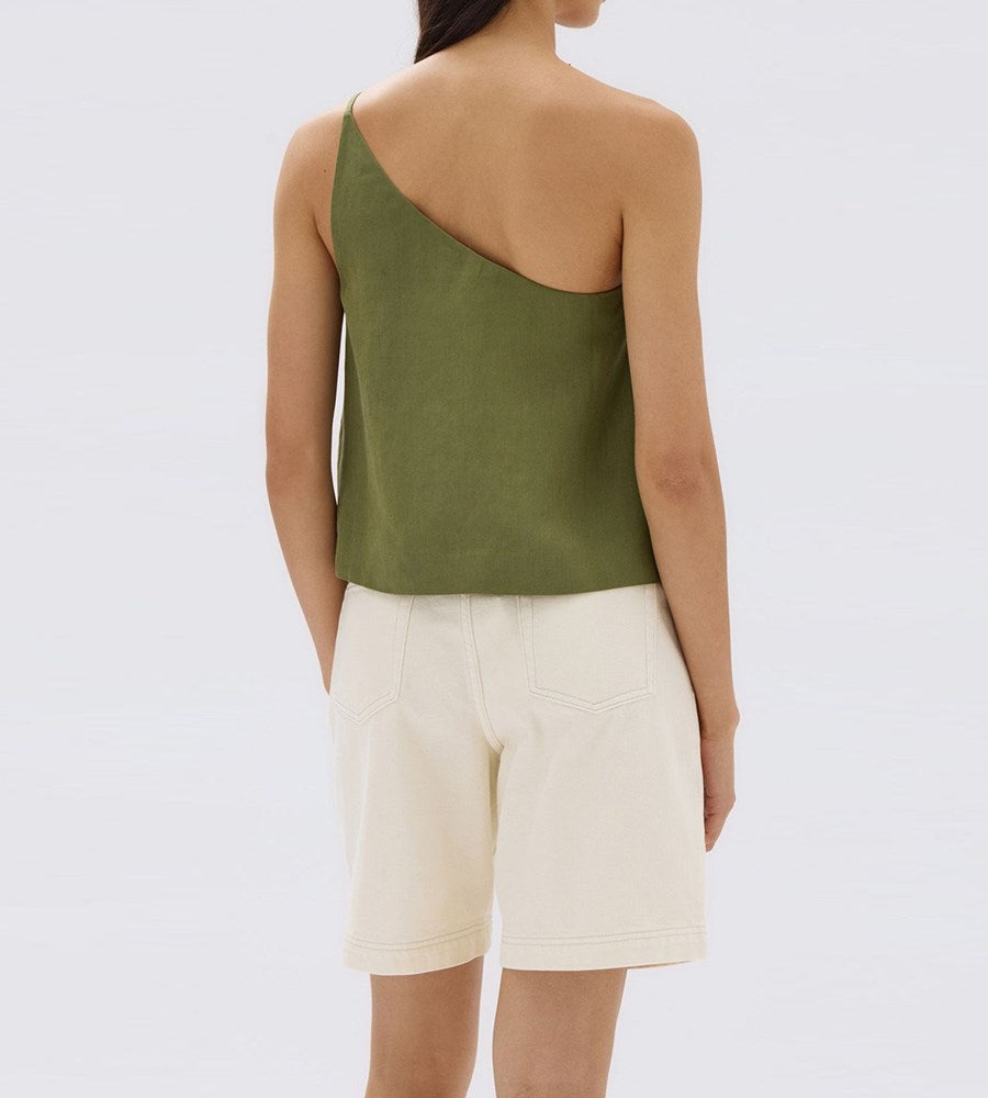 Assembly Label | Farriday Silk Linen Asymmetric Top | Pandan