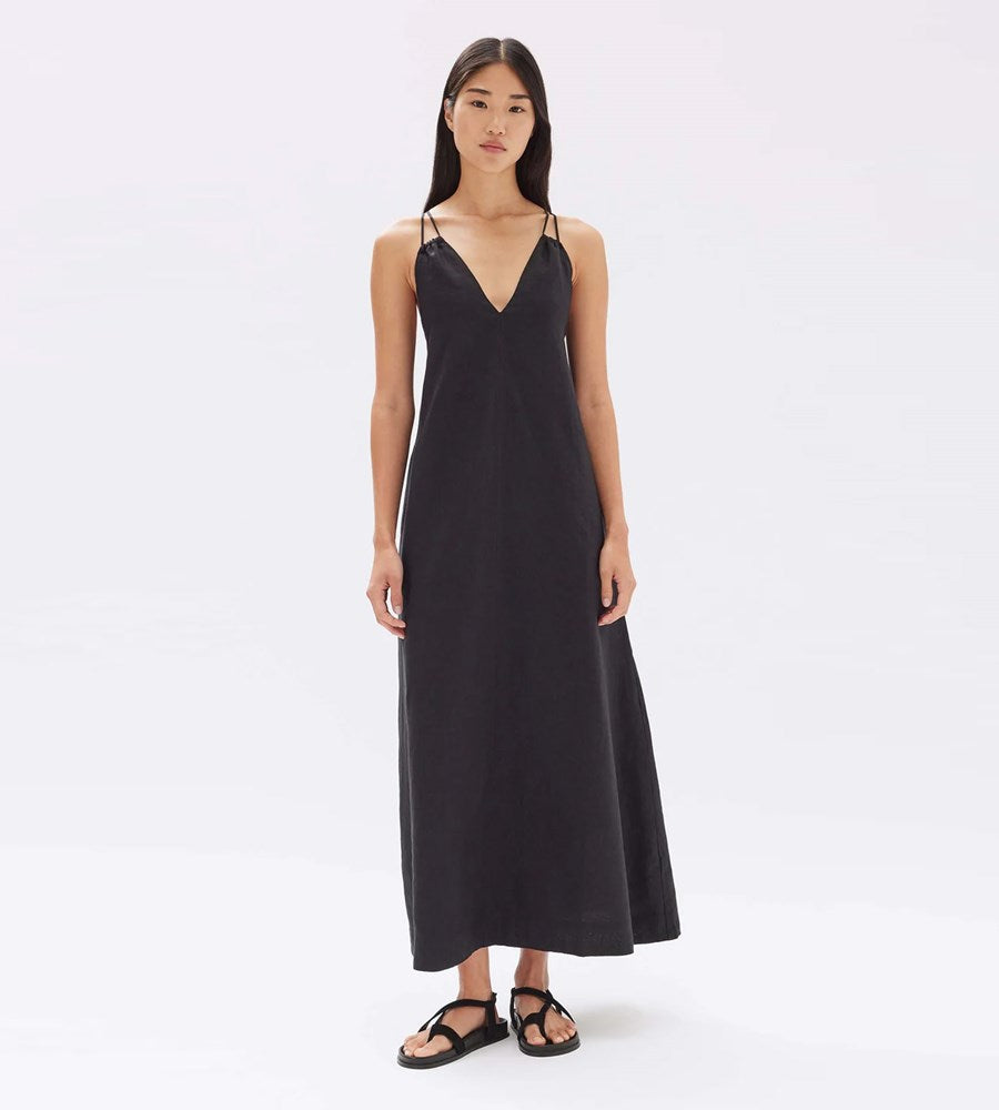 Assembly Label | Fiona Linen Midi Dress | Black