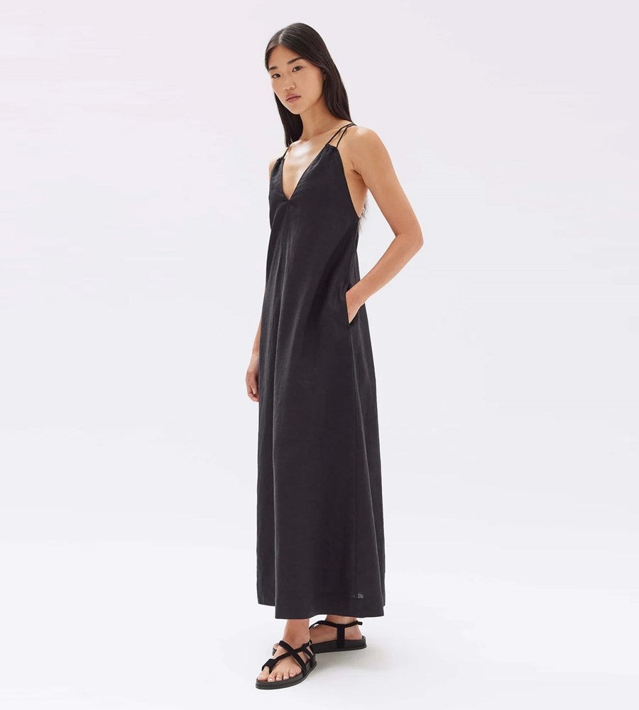 Assembly Label | Fiona Linen Midi Dress | Black