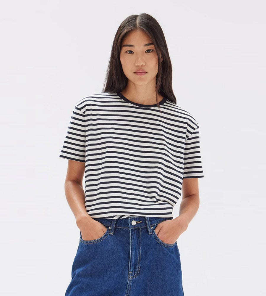 Assembly Label | Harbour Stripe Short Sleeve Tee | True Navy/White