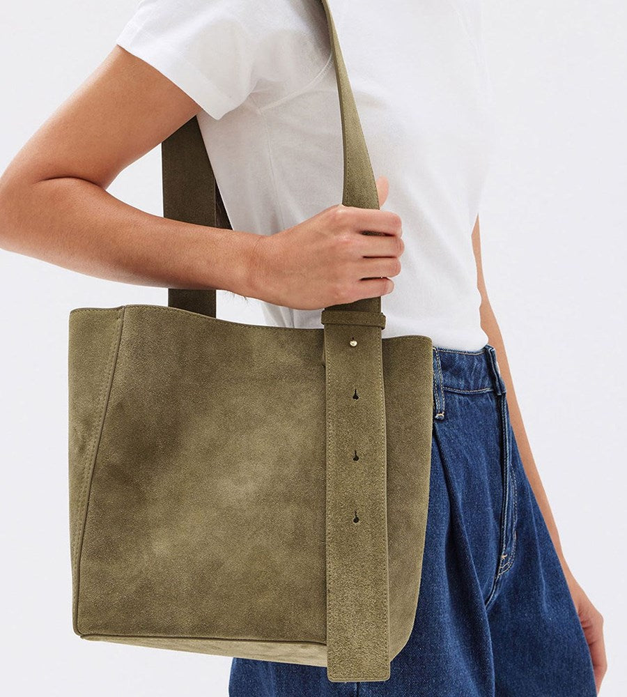 Assembly Label | Hudson Suede Bag | Olive Suede