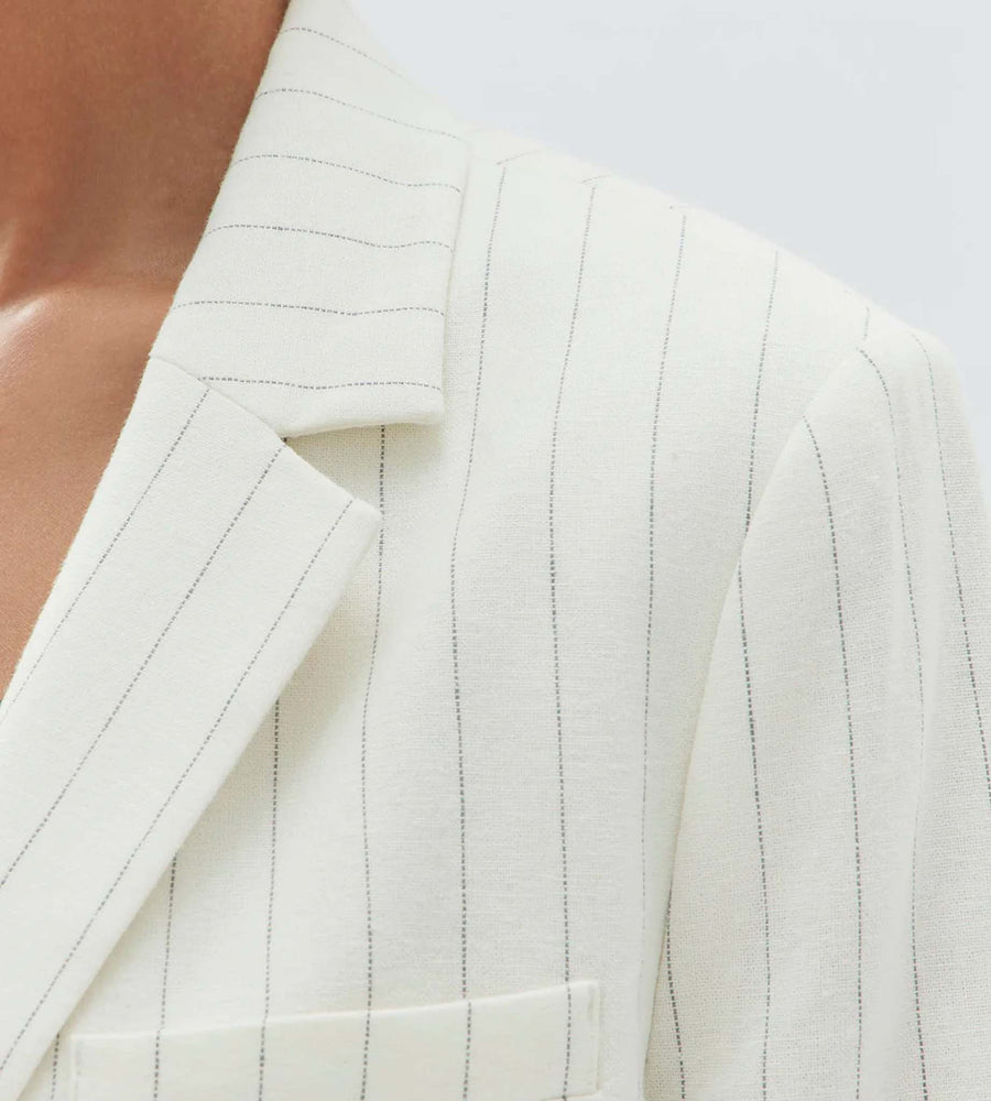 Assembly Label | Leila Stripe Linen Jacket | Cream Pinstripe
