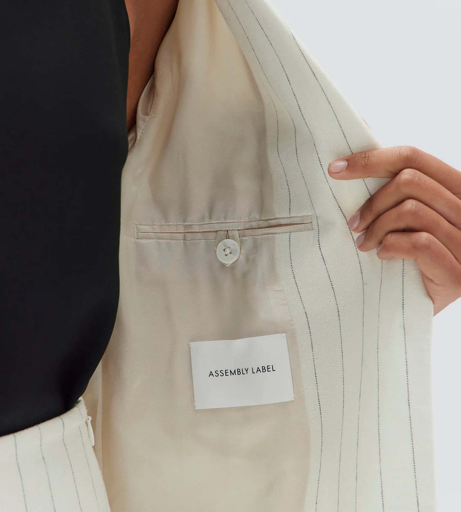 Assembly Label | Leila Stripe Linen Jacket | Cream Pinstripe