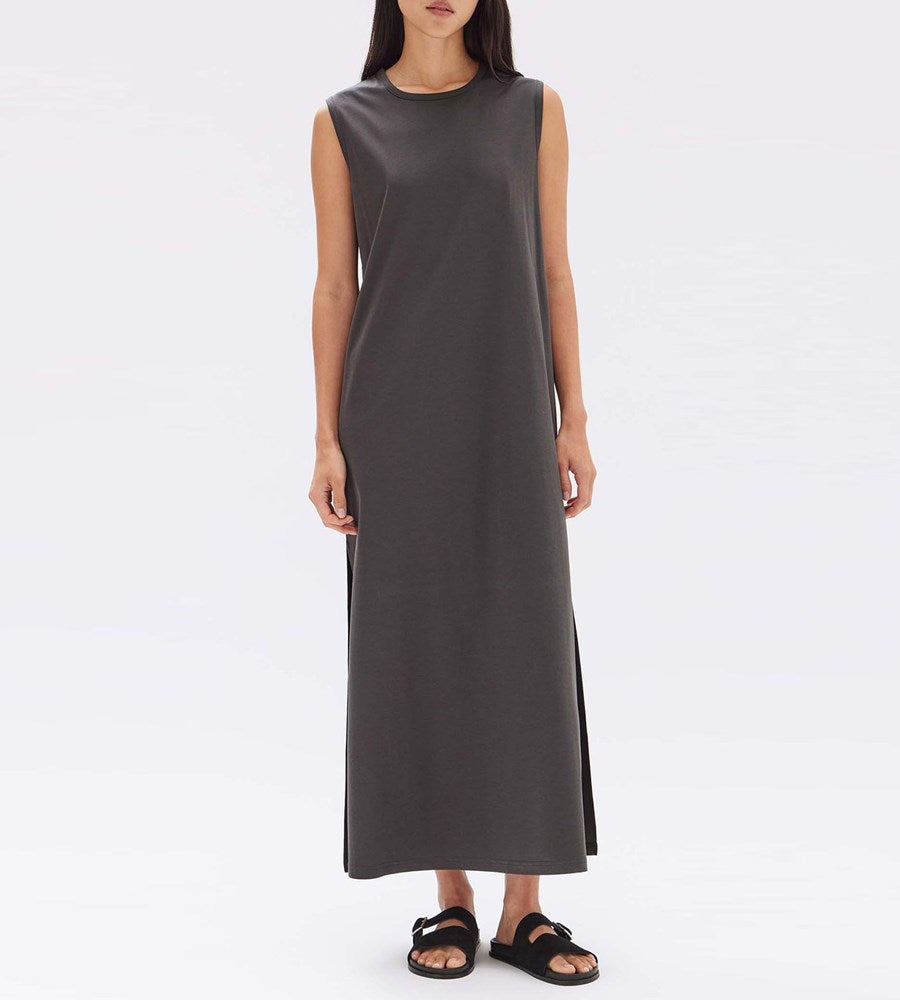 Assembly Label | Madison Silk Blend Tank Dress | Washed Black