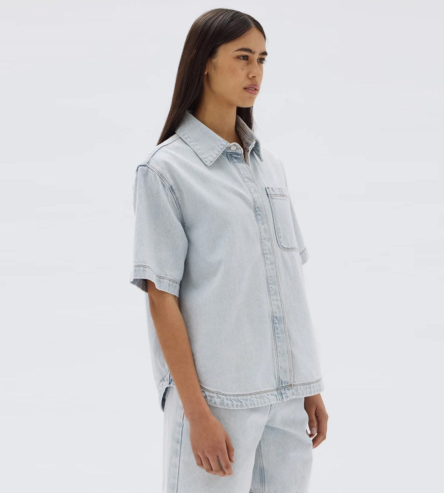 Assembly Label | Marlow Boxy Denim Shirt | Bleach