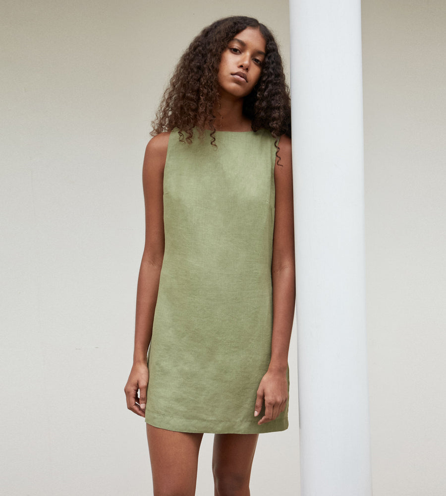 Assembly Label | Nadine Linen Mini Dress | Pandan