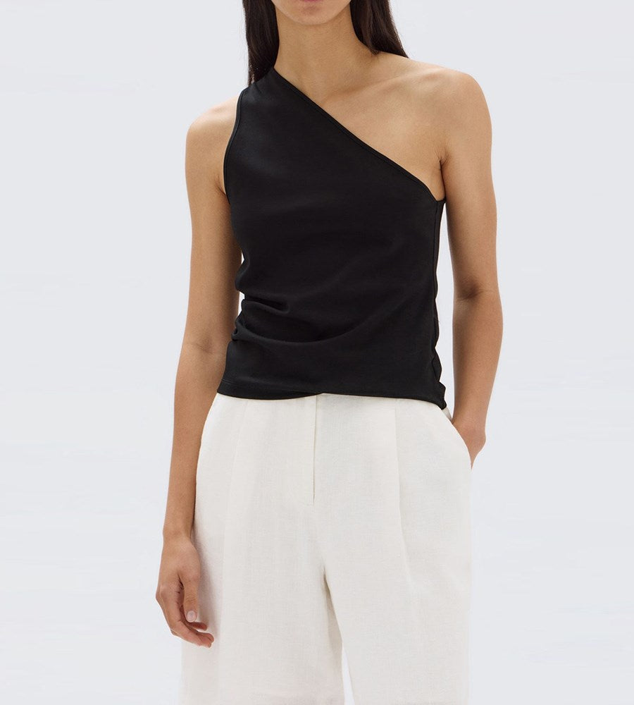 Assembly Label | Orchid Jersey One Shoulder Top | Black