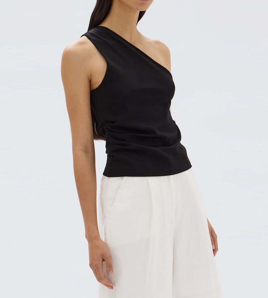 Assembly Label | Orchid Jersey One Shoulder Top | Black