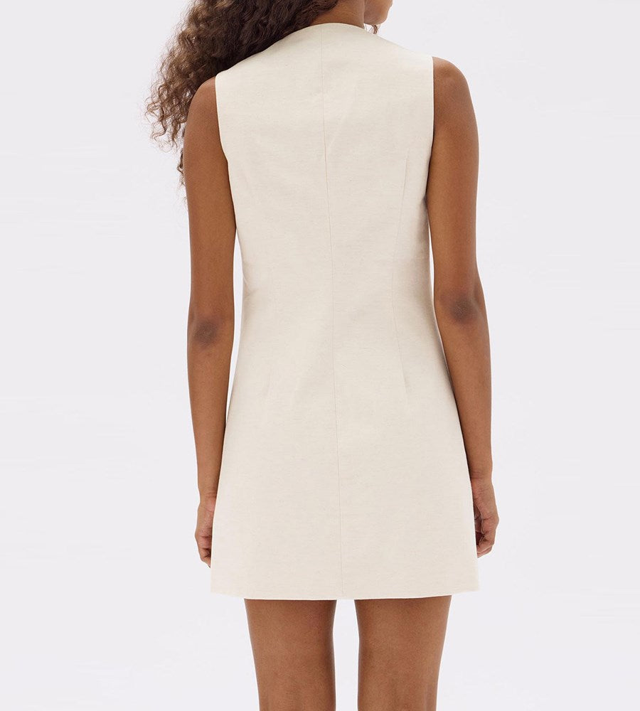 Assembly Label | Simone Cotton Linen Blend Mini Dress | Oat Marle