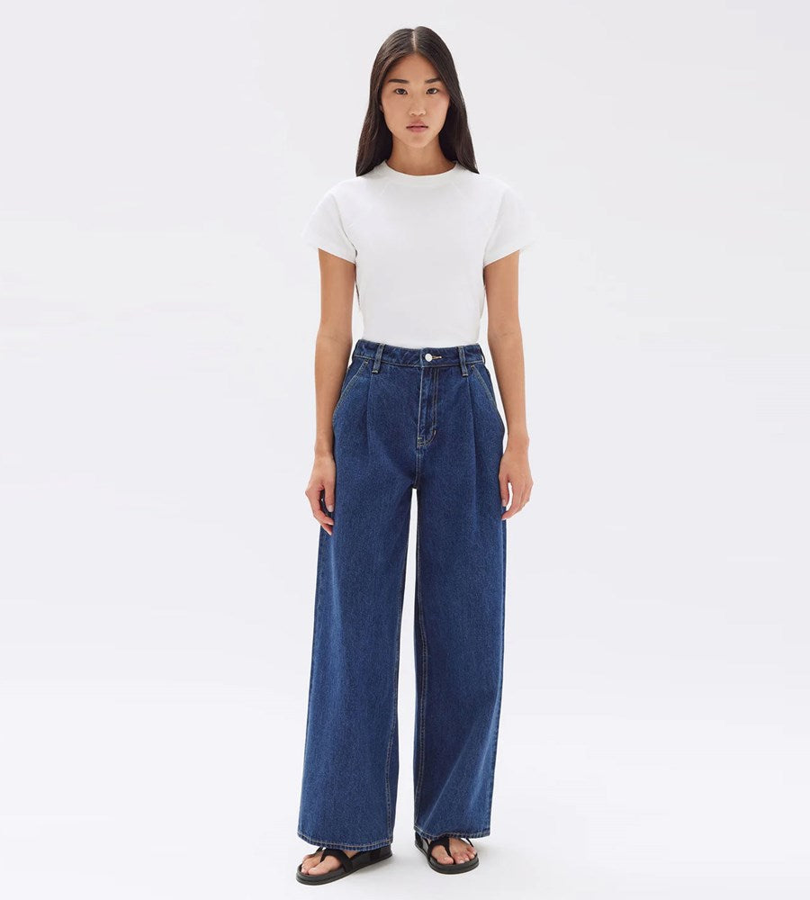 Assembly Label | Slack Pleat Wide Leg Jean | Heritage Blue