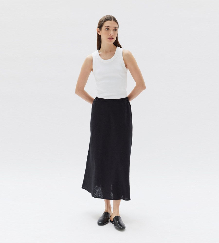 Assembly Label | Stella Linen Bias Skirt | Black