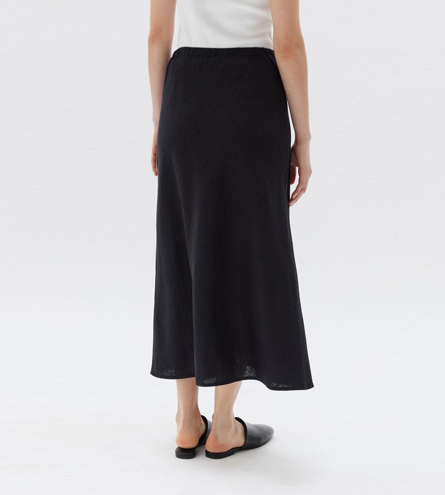 Assembly Label | Stella Linen Bias Skirt | Black