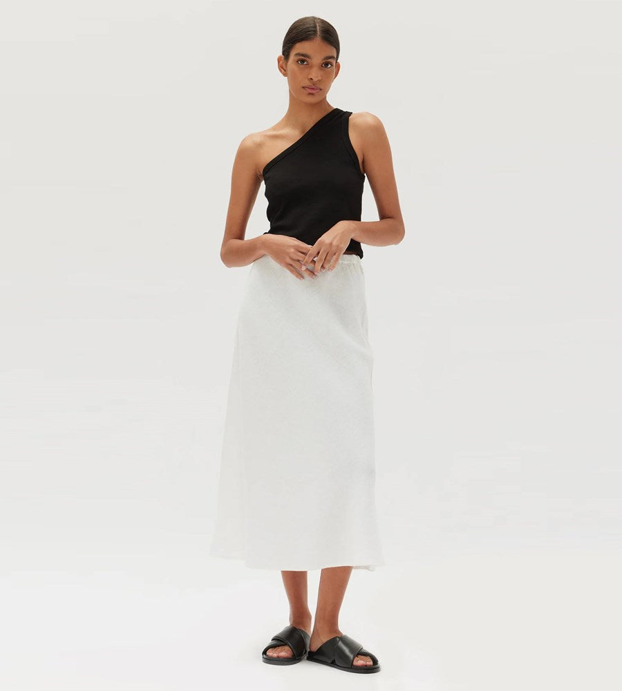 Assembly Label | Stella Linen Bias Skirt | White