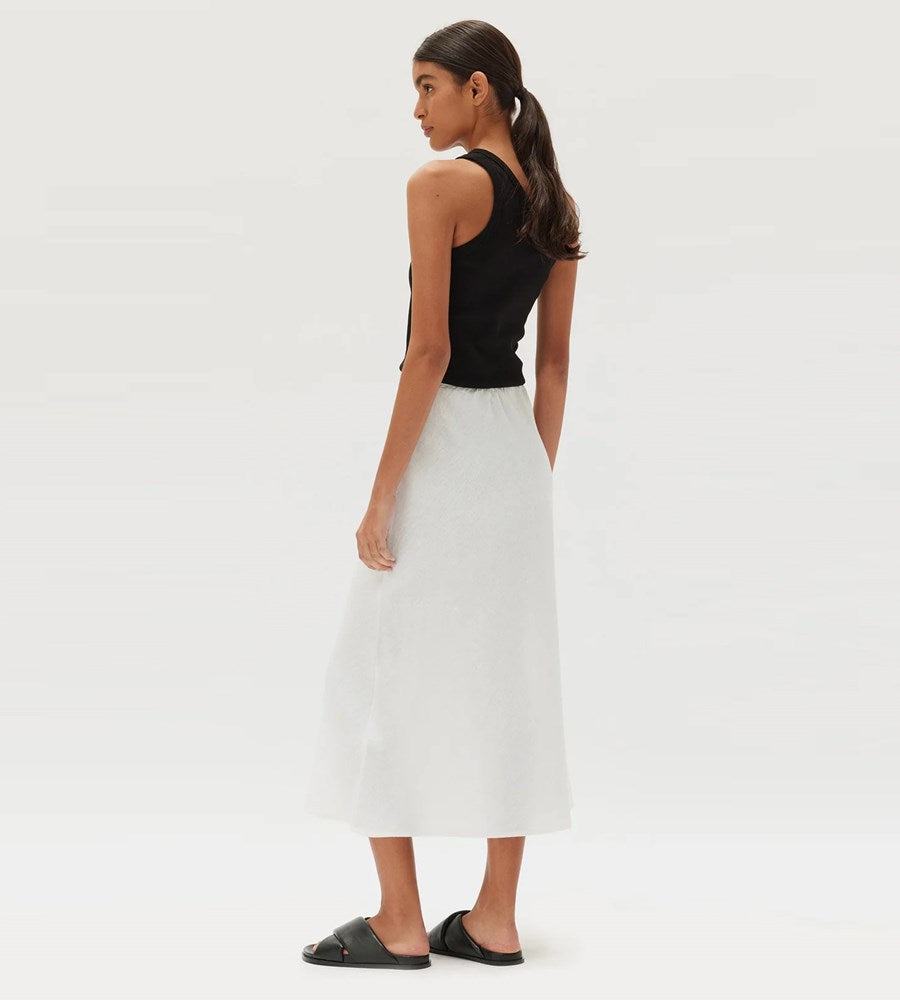 Assembly Label | Stella Linen Bias Skirt | White