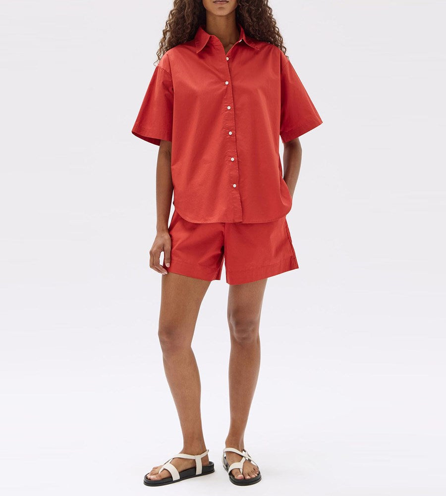 Assembly Label | Tala Poplin Short Sleeve Shirt | Papaya