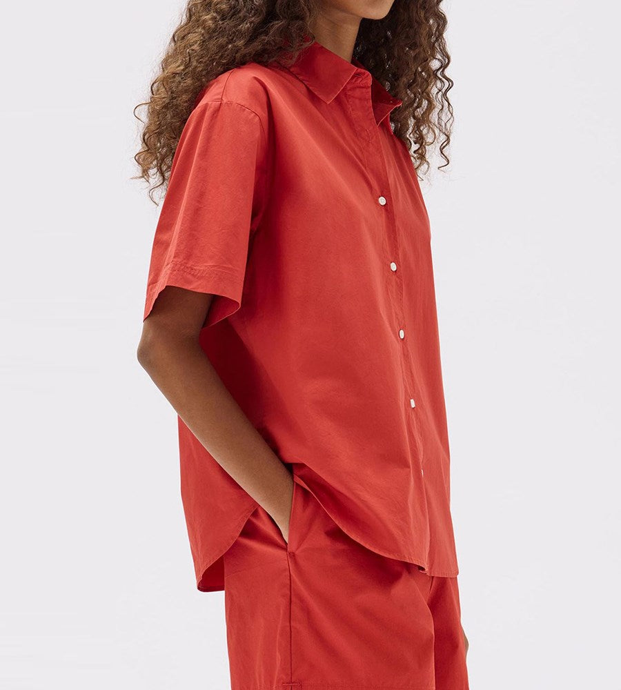 Assembly Label | Tala Poplin Short Sleeve Shirt | Papaya