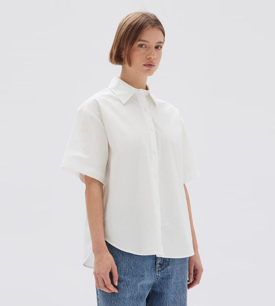 Assembly Label | Tala Poplin Short Sleeve Shirt | White