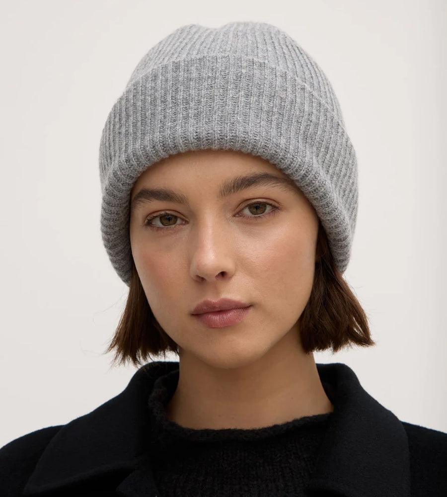 Assembly Label I Wool Cashmere Rib Beanie I Grey Marle