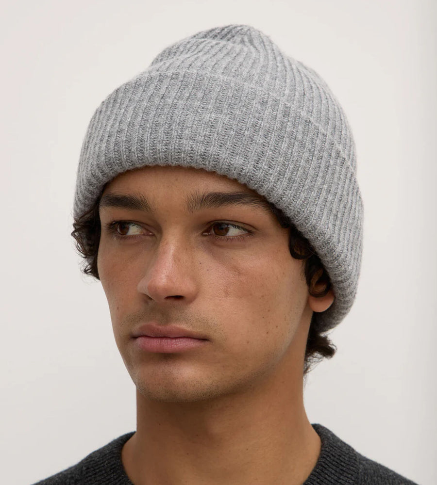 Assembly Label I Wool Cashmere Rib Beanie I Grey Marle