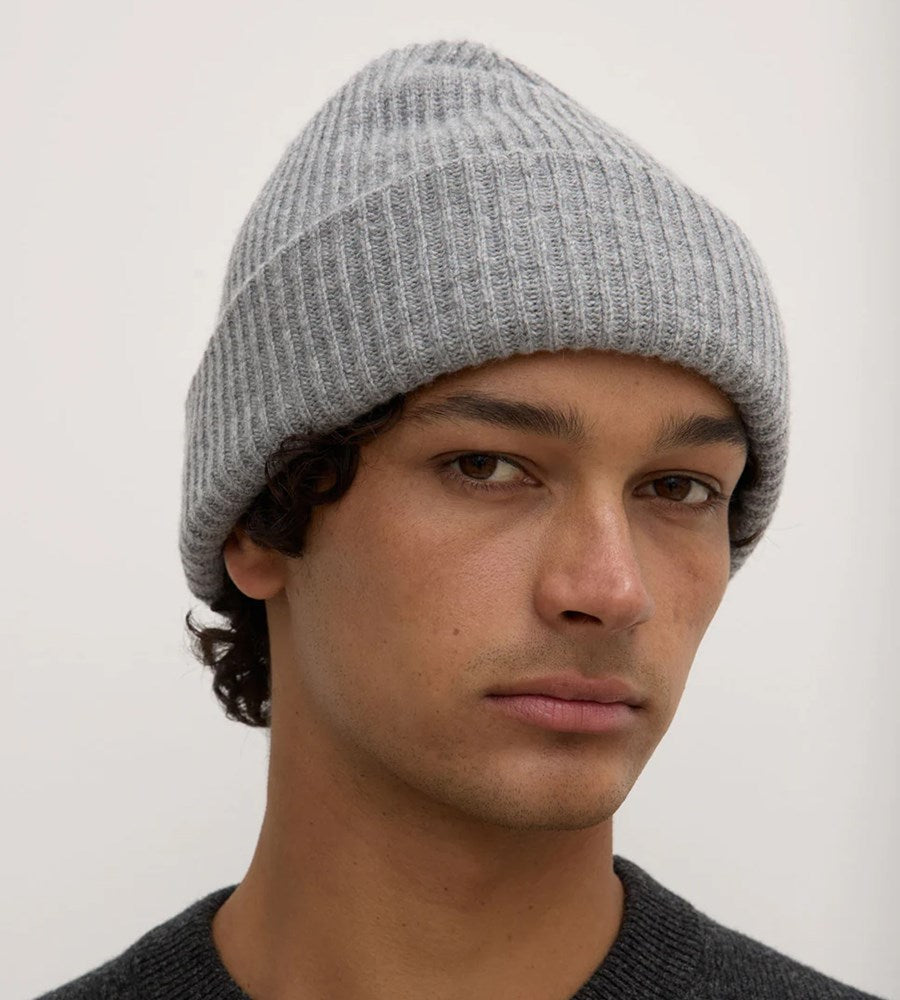 Assembly Label I Wool Cashmere Rib Beanie I Grey Marle