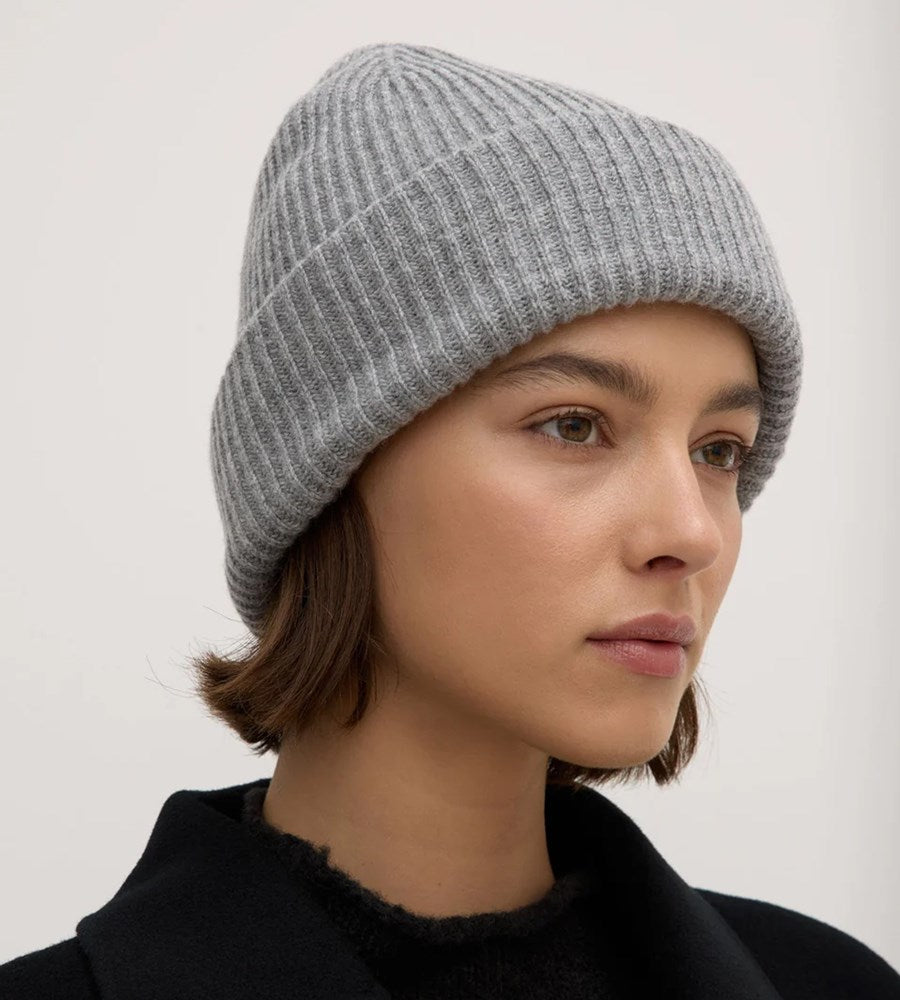 Assembly Label I Wool Cashmere Rib Beanie I Grey Marle