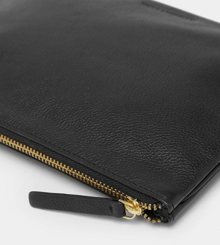 Assembly Label I Zip Leather Pouch I Black