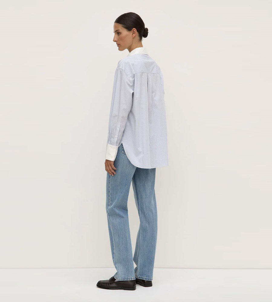 Assembly Lable | Alec Poplin Stripe Long Sleeve Shirt | Blue/White Stripe