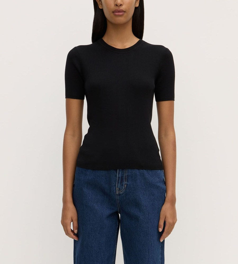 Assembly Label Amira Knit Short Sleeve Tee Black