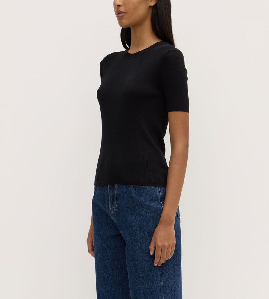Assembly Label Amira Knit Short Sleeve Tee Black
