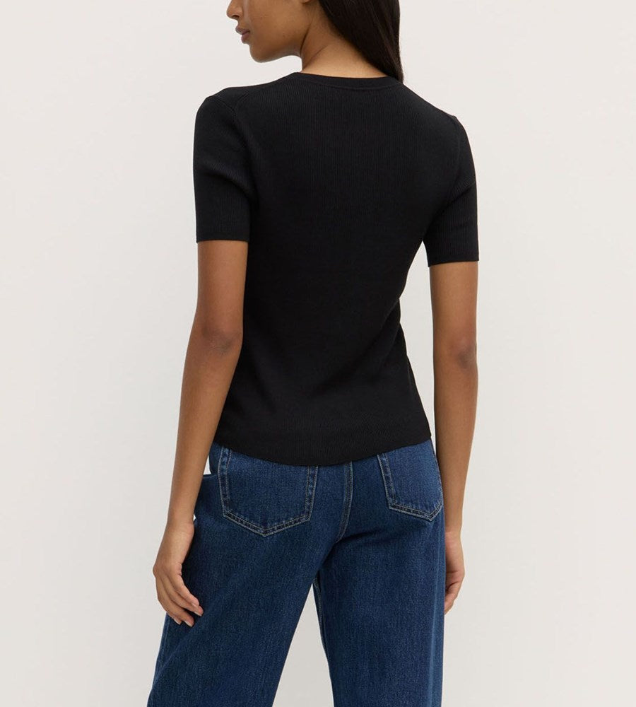 Assembly Label Amira Knit Short Sleeve Tee Black