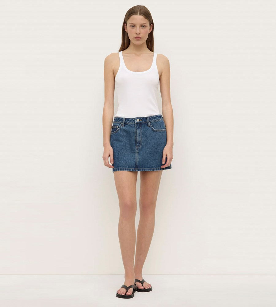 Assembly Label | Callista Denim Mini Skirt | Dark Indigo Fade
