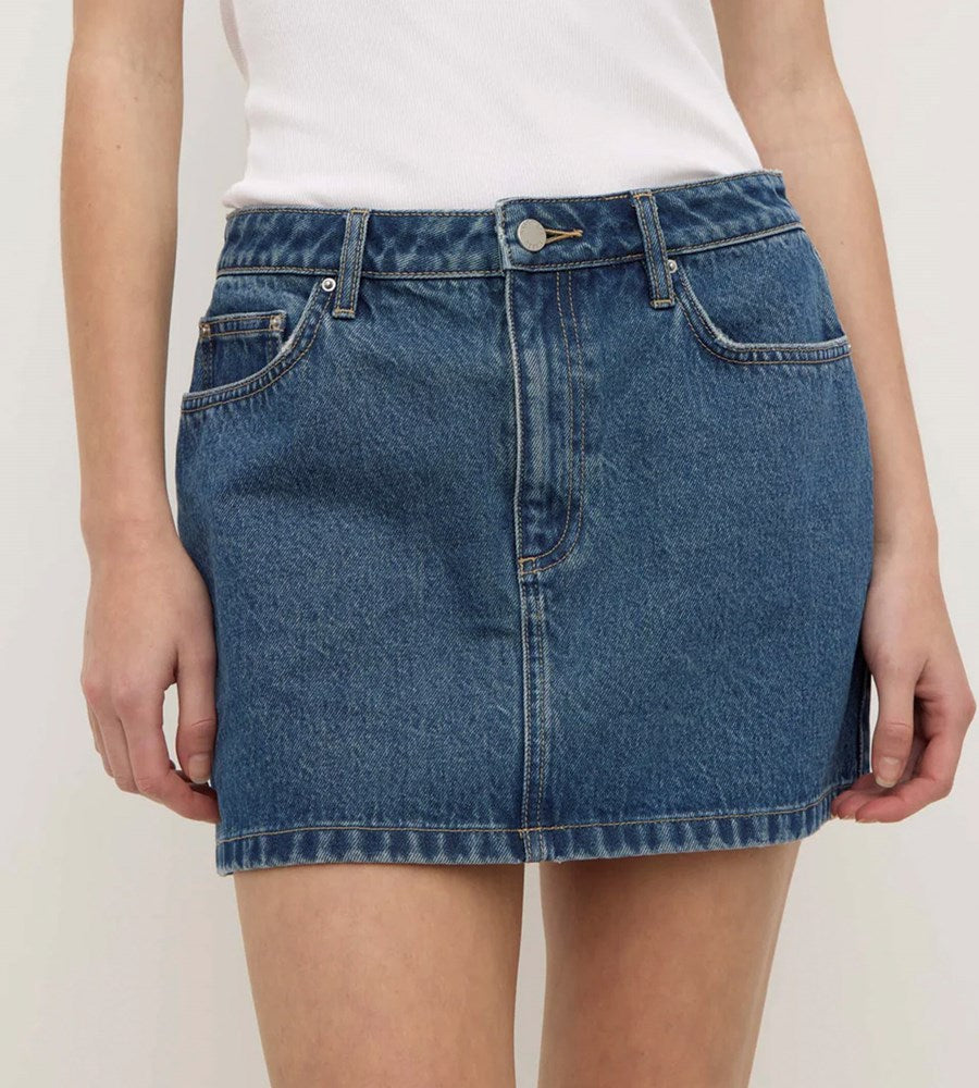 Assembly Label | Callista Denim Mini Skirt | Dark Indigo Fade