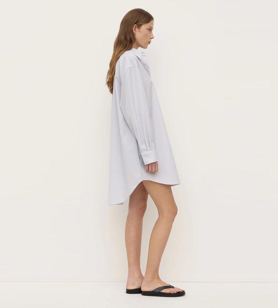 Assembly Label | Cora Stripe Shirt Dress | White/Navy Stripe