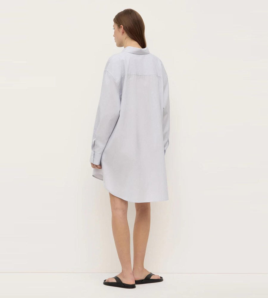Assembly Label | Cora Stripe Shirt Dress | White/Navy Stripe