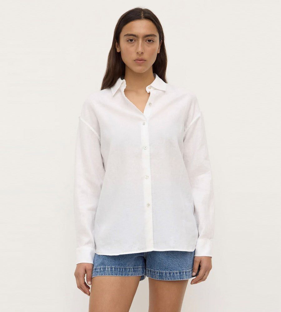 Assembly Label | Everyday Womens Linen Long Sleeve Shirt | White