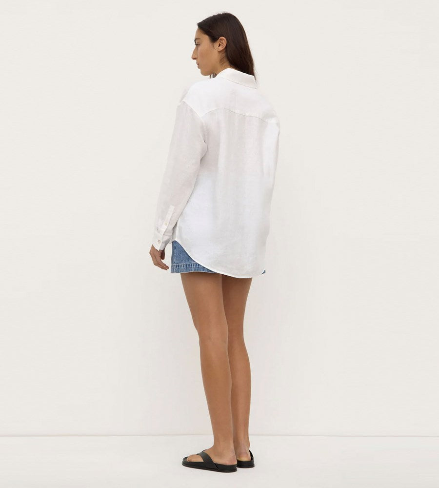Assembly Label | Everyday Womens Linen Long Sleeve Shirt | White