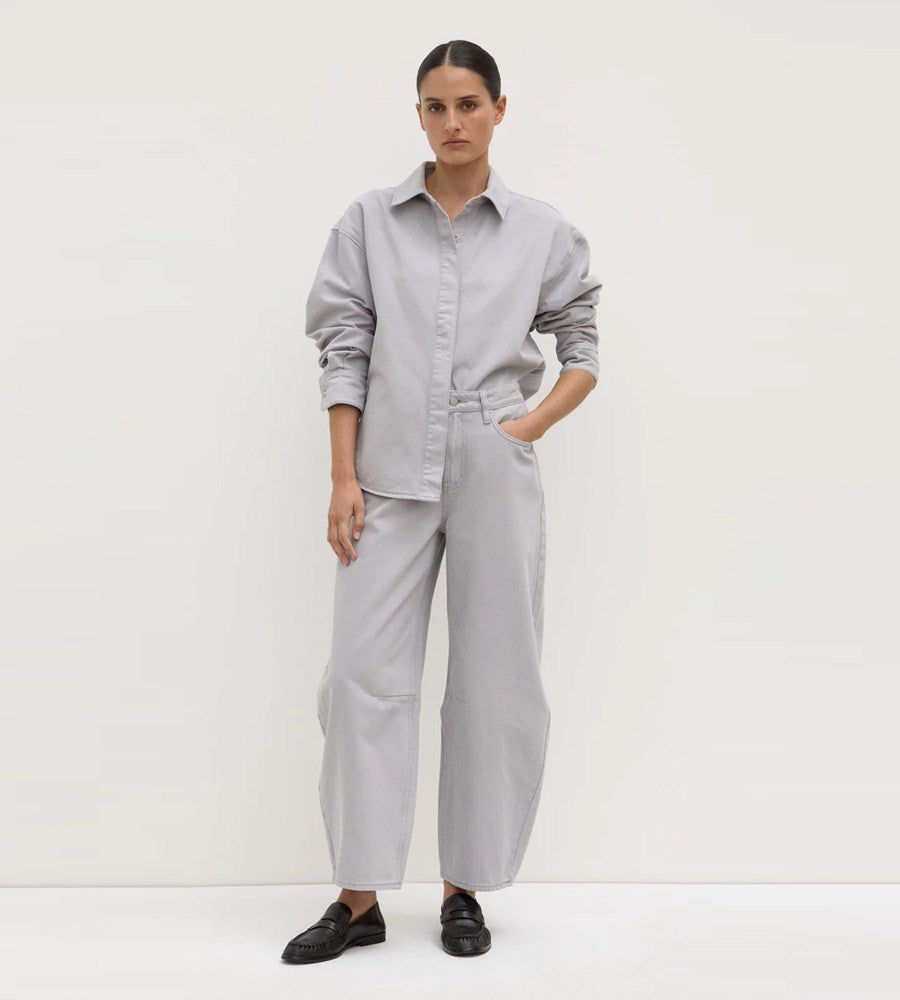 Assembly Label | High Rise Barrel Jean | Light Grey
