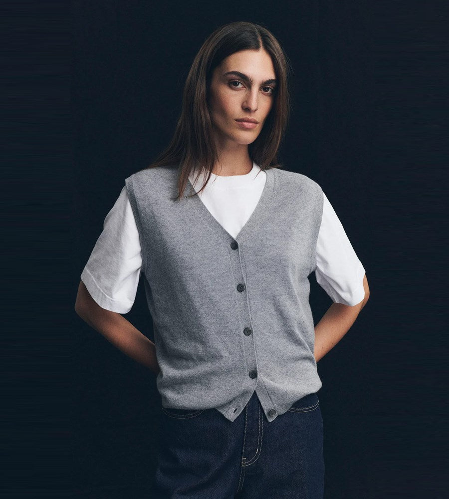 Assembly Label Lara Cashmere Knit Tank Grey Marle 