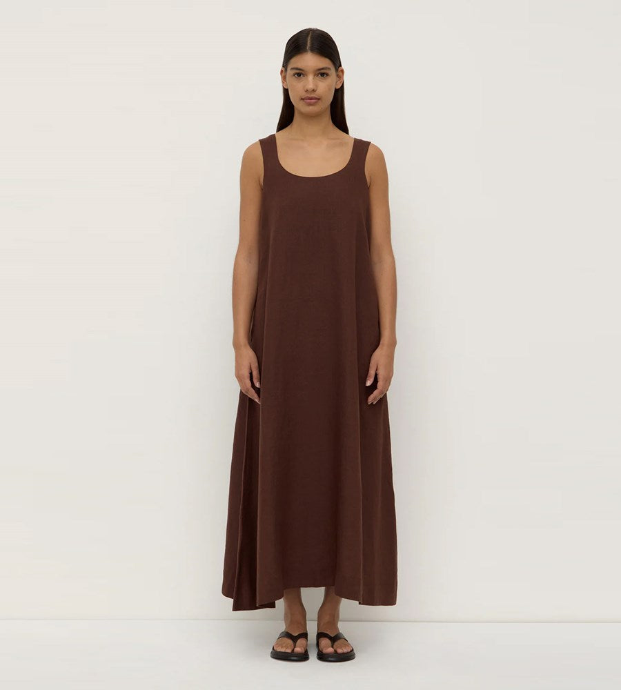 Assembly Label | Maree Linen Midi Dress | Espresso