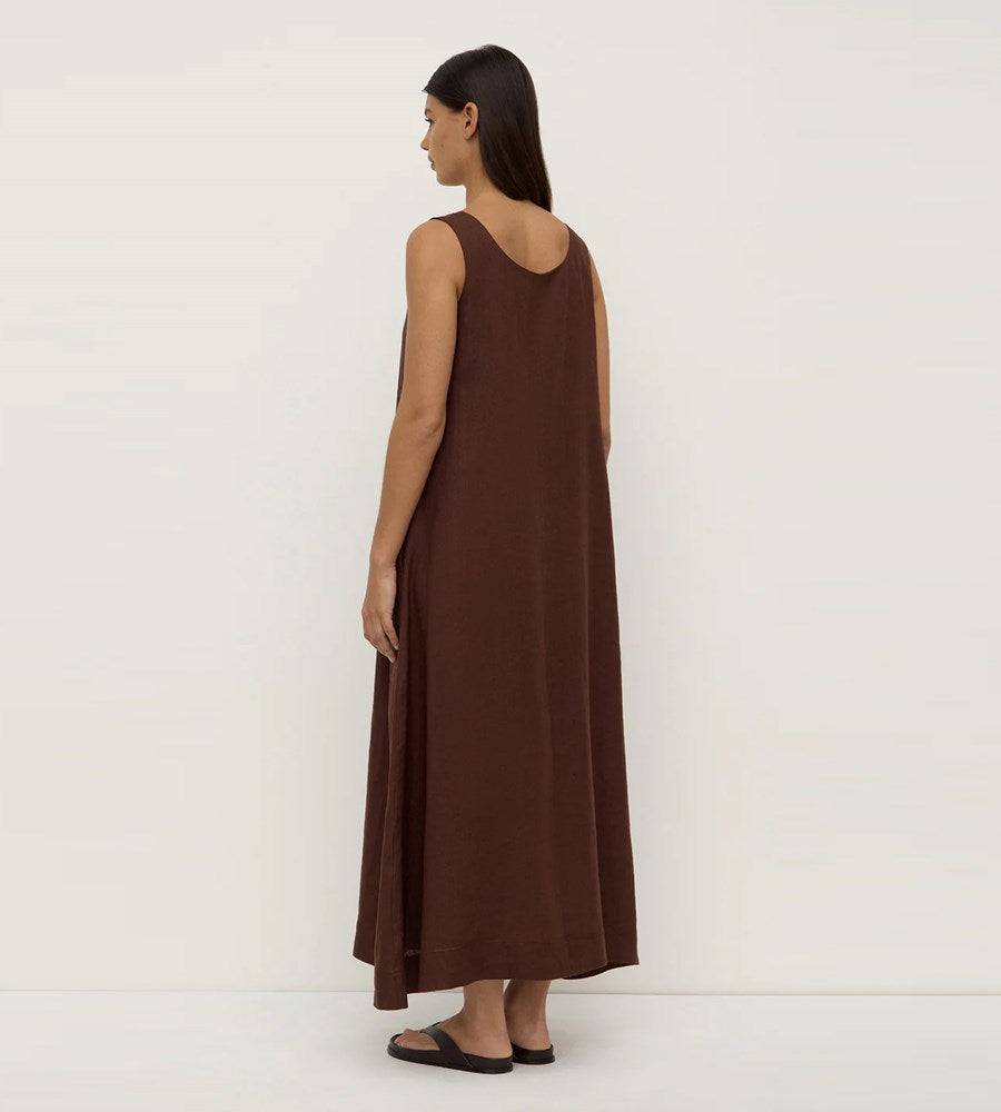 Assembly Label | Maree Linen Midi Dress | Espresso