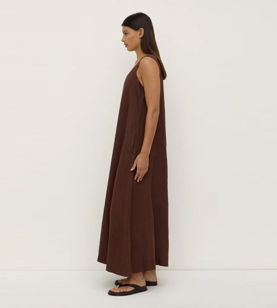 Assembly Label | Maree Linen Midi Dress | Espresso