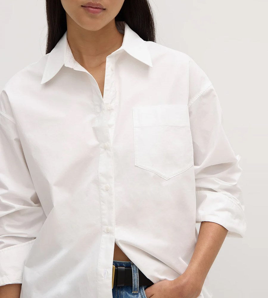 Assembly Label | Molly Poplin Long Sleeve Shirt | White