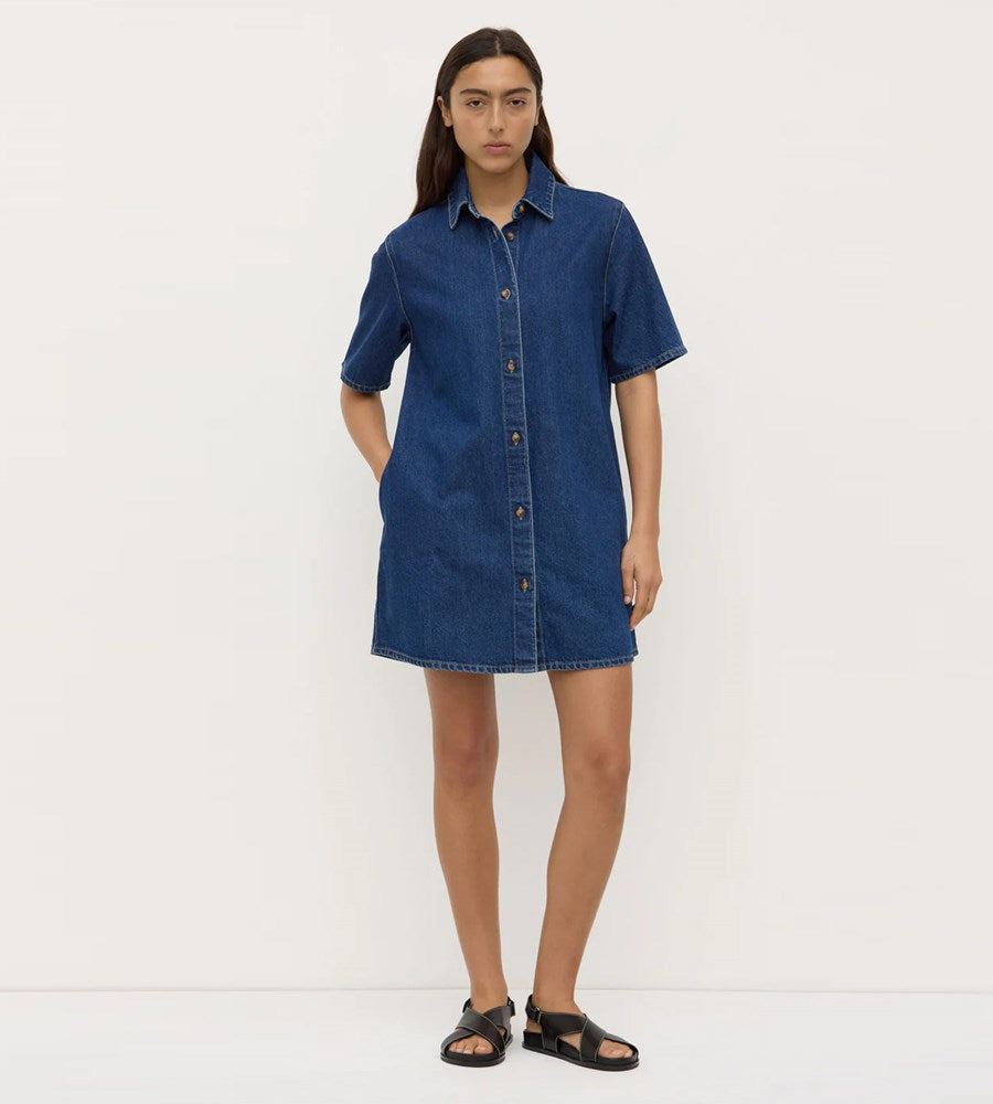 Assembly Label | Neera Denim Mini Shirt Dress | Heritage Blue