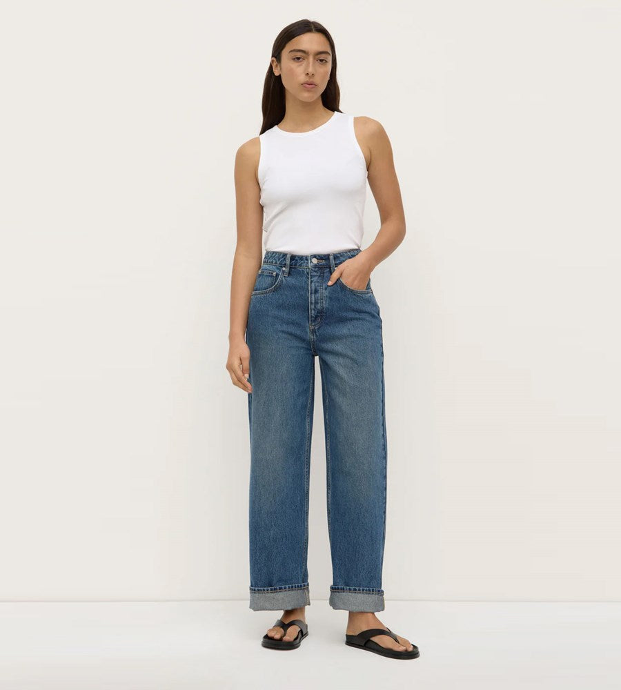 Assembly Label | Oversized High Rise Jean | Dark Indigo Fade