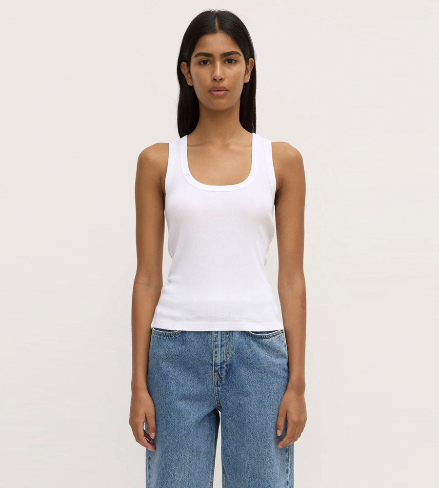 Assemby Label | Robyn Scoop Neck Rib Tank | White
